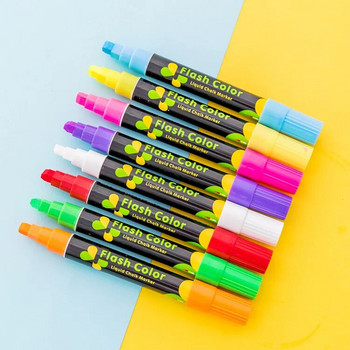 Μαρκαδόρος φθορισμού παραθύρου Flash Color Pen Liquid Chalk Pen Erasable Highlighter