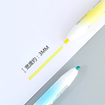 6 бр./компл. Kawaii Retractable Highlighters Macaron Pastel Highlighter Pen Флуоресцентни маркери за ученически пособия Сладки канцеларски материали