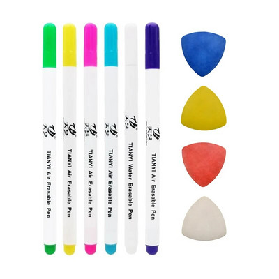 6/12 gab./komplektā Tintes pazūdoša auduma marķiera pildspalva DIY Art krustdūriena šūšana ar ūdeni mazgājama dzēšama pildspalva drēbju šuvēju pildspalva