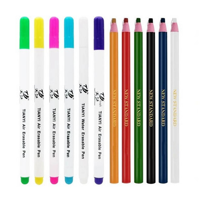 6/12 gab./komplektā Tintes pazūdoša auduma marķiera pildspalva DIY Art krustdūriena šūšana ar ūdeni mazgājama dzēšama pildspalva drēbju šuvēju pildspalva