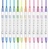 12 gab. Marķieri Pildspalva Dual Tip MilkLiner Pasteļkrāsu acu aizsargājoša gaiša krāsa fluorescējošas pildspalvas Skolas zīmēšanas marķieris