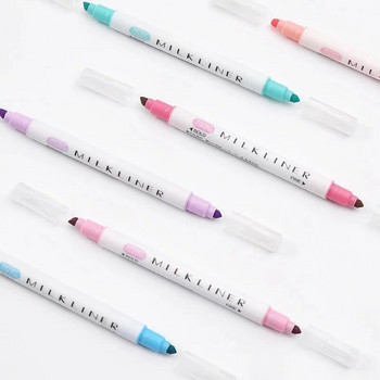 12 τμχ Μαρκαδόροι Highlighter Στυλό Dual Tip MilkLiner Παστέλ Χρώμα Eye-Protect Ανοιχτόχρωμο στυλό φθορισμού Σχολικός μαρκαδόρος σχεδίασης