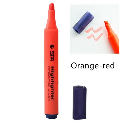 1 tk STA luminofoorne esiletõstja pliiats Briljantvärvi kolmnurkne tünn Art Marker Spot Liner Highlight Office School A6220