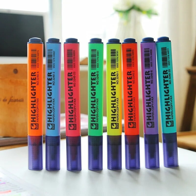 1 tk STA luminofoorne esiletõstja pliiats Briljantvärvi kolmnurkne tünn Art Marker Spot Liner Highlight Office School A6220