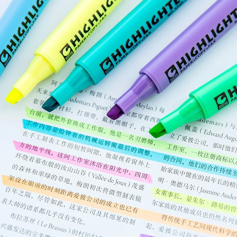 1 tk STA luminofoorne esiletõstja pliiats Briljantvärvi kolmnurkne tünn Art Marker Spot Liner Highlight Office School A6220