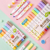 6gab. Aromātiskas dienasgaismas izgaismotāju pildspalvu komplekts Garšīgs ēdiens Smaržo Krāsu Marķieris Laineris Izceļošs Zīmējums Biroja skola F747