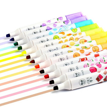 6 бр. Ароматизирани флуоресцентни маркери Комплект химикалки Вкусна храна Миризлив цветен маркер Liner Маркиране Офис за рисуване Училище F747