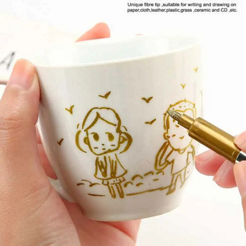 Μεταλλικό στυλό μαρκαδόρου Χρυσό ασημί 1,5 χιλιοστά Μόνιμα στυλό για γυαλί Μεταλλικό ύφασμα μαρκαδόροι στυλό Craftwork στυλό ζωγραφική τέχνης
