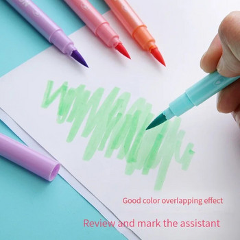 6 τμχ /Σετ Kawaii Candy Color Highlighter Στυλό Soft Brush Fluorescent Art Marker Marker for School Drawing Ζωγραφική Χαριτωμένα χαρτικά