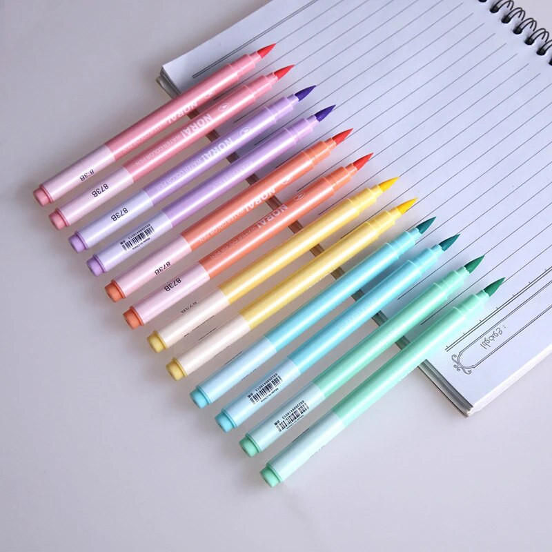 6 tk / komplekt Kawaii Candy Color Highlighter Pliiats, Pehme pintsel, Fluorestseeruv kunstimarker pliiats kooli joonistamiseks maalimiseks Armsad kirjatarbed