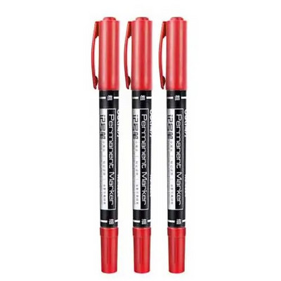 3tk/komplekt Kahe otsaga püsimarker veekindel markerpliiats, peene/keskmise otsaga 0,5-1 mm pliiatsimarker must sinine punane tindiga kunstitarbed