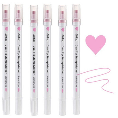 6 ΤΕΜ. Πολύχρωμο Σφραγίδα διπλής μύτης πινέλο ζωγραφικής Μαλακό κεφαλάκι Επισήμανση τέχνης Δώρο για μαθητές Εργαλεία σχεδίασης Σχολικά είδη