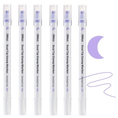 6 ΤΕΜ. Πολύχρωμο Σφραγίδα διπλής μύτης πινέλο ζωγραφικής Μαλακό κεφαλάκι Επισήμανση τέχνης Δώρο για μαθητές Εργαλεία σχεδίασης Σχολικά είδη