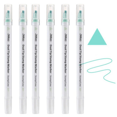 6 ΤΕΜ. Πολύχρωμο Σφραγίδα διπλής μύτης πινέλο ζωγραφικής Μαλακό κεφαλάκι Επισήμανση τέχνης Δώρο για μαθητές Εργαλεία σχεδίασης Σχολικά είδη