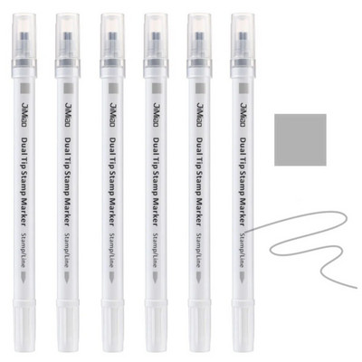 6 ΤΕΜ. Πολύχρωμο Σφραγίδα διπλής μύτης πινέλο ζωγραφικής Μαλακό κεφαλάκι Επισήμανση τέχνης Δώρο για μαθητές Εργαλεία σχεδίασης Σχολικά είδη