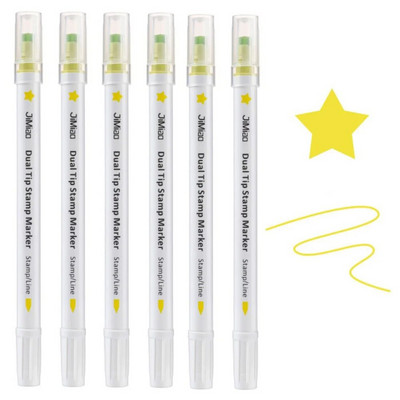 6 ΤΕΜ. Πολύχρωμο Σφραγίδα διπλής μύτης πινέλο ζωγραφικής Μαλακό κεφαλάκι Επισήμανση τέχνης Δώρο για μαθητές Εργαλεία σχεδίασης Σχολικά είδη