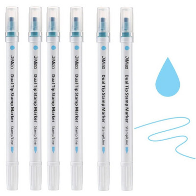 6 ΤΕΜ. Πολύχρωμο Σφραγίδα διπλής μύτης πινέλο ζωγραφικής Μαλακό κεφαλάκι Επισήμανση τέχνης Δώρο για μαθητές Εργαλεία σχεδίασης Σχολικά είδη