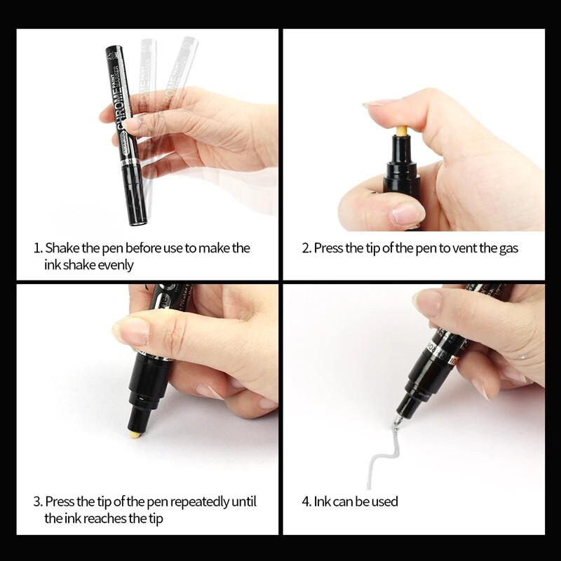 Galvanizācijas spogulis, sudraba šķidrums, atstarojošs krāsas pildspalva, roku labošana, hromēta metāla ūdensnecaurlaidīga riepu keramikas pielāgošanas krāsa