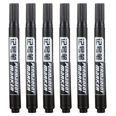10/6 τμχ/Σετ Μόνιμη Πέννα Μαρκαδόρου Βαφής 1,5 χιλιοστών Λιπαρό Αδιάβροχο Μαύρο Στυλό για Μαρκαδόρους Ελαστικών Quick Drying Signature Marker Pens