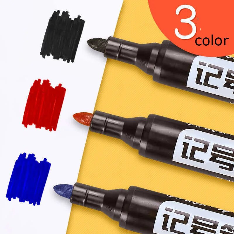 10/6 τμχ/Σετ Μόνιμη Πέννα Μαρκαδόρου Βαφής 1,5 χιλιοστών Λιπαρό Αδιάβροχο Μαύρο Στυλό για Μαρκαδόρους Ελαστικών Quick Drying Signature Marker Pens