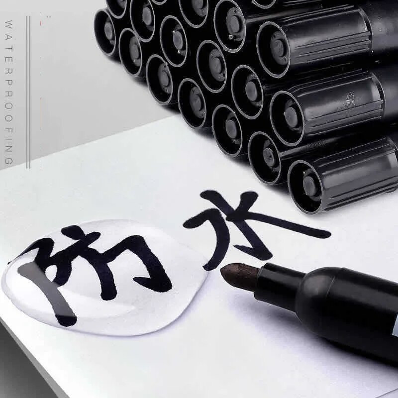 10/6 τμχ/Σετ Μόνιμη Πέννα Μαρκαδόρου Βαφής 1,5 χιλιοστών Λιπαρό Αδιάβροχο Μαύρο Στυλό για Μαρκαδόρους Ελαστικών Quick Drying Signature Marker Pens