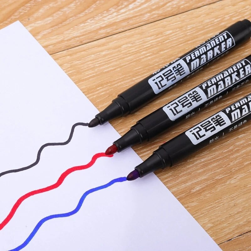 6 gab. Permanenta krāsas marķiera pildspalva Eļļaina ūdensizturīga melna zila sarkana pildspalva riepu marķieriem, ātri žūstoša paraksta pildspalva kancelejas piederumu komplekts