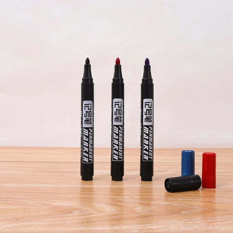 6 gab. Permanenta krāsas marķiera pildspalva Eļļaina ūdensizturīga melna zila sarkana pildspalva riepu marķieriem, ātri žūstoša paraksta pildspalva kancelejas piederumu komplekts