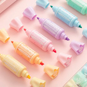 6gab Sugar Candy Krāsu marķiera pildspalvu komplekts Dubults Trekns Smalks punkts Marķieris Liner Zīmējums Izcelt Bērnu Dāvanu Birojs Skola F421