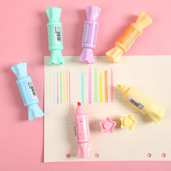 6 бр. Sugar Candy Color Highlighter Pen Set Double Bold Fine point Marker Liner Drawing highlight Kids Gift Office School F421