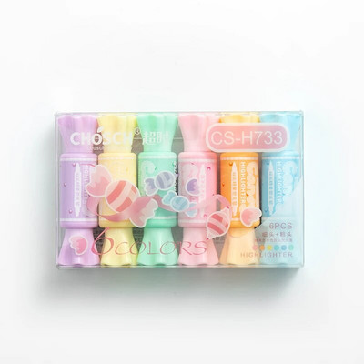 6gab Sugar Candy Krāsu marķiera pildspalvu komplekts Dubults Trekns Smalks punkts Marķieris Liner Zīmējums Izcelt Bērnu Dāvanu Birojs Skola F421