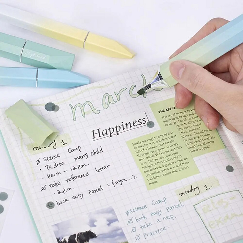 Jauni Kawaii pasteļkrāsas daudzkrāsu izcēlēji Zīmēšanas mākslas marķieri Krāsu dienasgaismas pildspalva dāvanu rakstāmpiederumi Jauki skolas piederumi