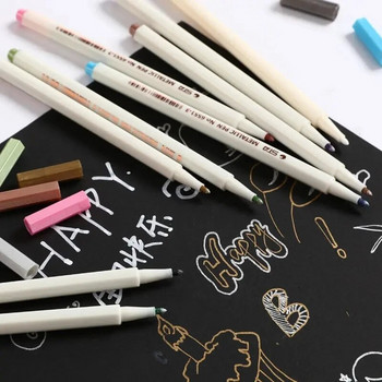 Λίστα πινέλων με μεταλλικό μαρκαδόρο για ζωγραφική Σχολική γραφική ύλη Προμήθειες τέχνης DIY Scrapbooking Crafts στυλό σχεδίασης χαρτικά