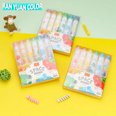 6 τμχ/σετ Σετ στυλό επισήμανσης σφραγίδων Χρώμα μαρκαδόροι Γραφική ύλη Χαριτωμένο μαθητικό σχέδιο διπλής όψης Σφραγίδα 4 χιλιοστών