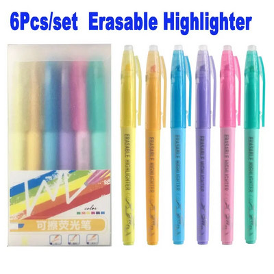 6 gab. Krāsu komplekts Dzēšams marķieris, slīps uzgalis Biroja skolas kancelejas preces mākslas grafiti marķiera pildspalva bērnu rotājumu zīmēšanai