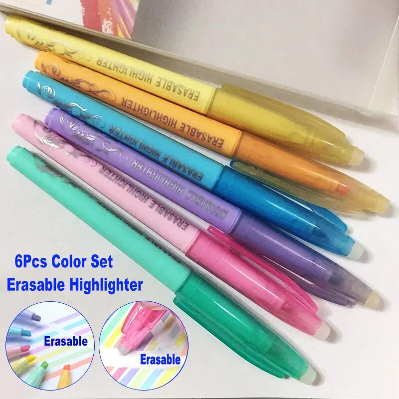 6 gab. Krāsu komplekts Dzēšams marķieris, slīps uzgalis Biroja skolas kancelejas preces mākslas grafiti marķiera pildspalva bērnu rotājumu zīmēšanai