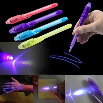 1 бр. пластмасова голяма глава LED светлина магическа играчка многофункционална рекламна UV невидима флуоресцентна лампа писалка