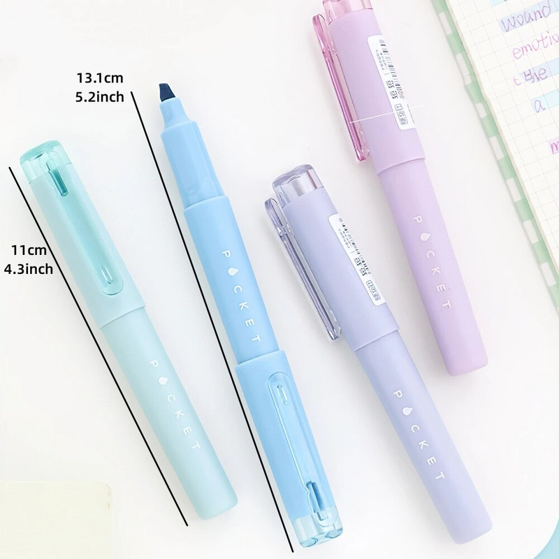 4 τμχ Σετ στυλό με highlighter τσέπης Μίνι φορητό μαρκαδόρο ήπιου μεγέθους για σχέδιο Σχολή ζωγραφικής A7442