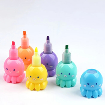 MOHAMM 6 Colors/Box Small Octopus Shape Highlighter-3mm for Scrapbooking DIY Mark Painting Drawing Coloring Journaling Art
