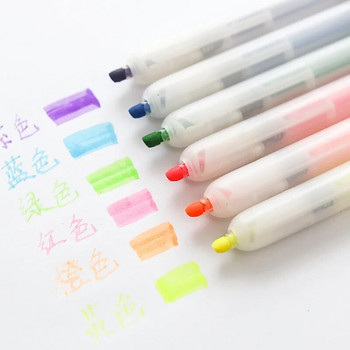 6 бр. Набор от цветни хайлайтери тип Knock Fluorescent Marker Liner Pens Нетоксични канцеларски материали за подчертаване на офис училище A6844
