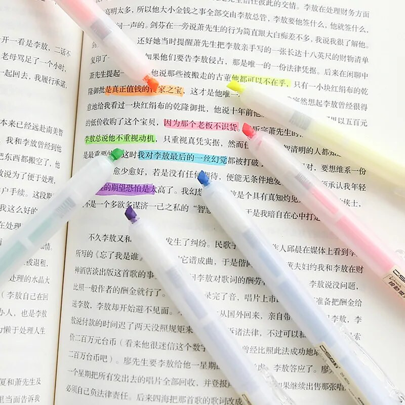 6gab Knock Type Krāsu marķiera pildspalvu komplekts Fluorescējošas marķieris Liner Pildspalvas Netoksisks Highlight Kancelejas preces Biroja skola A6844