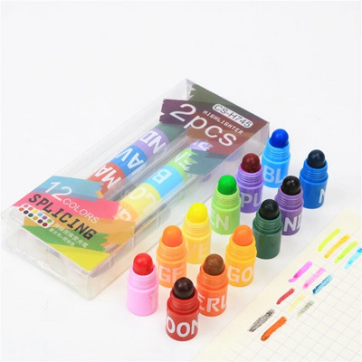 12 цветни забавни креативни хайлайтери Маркери за подчертаване Цветна химикалка Детска рисунка плътна боя