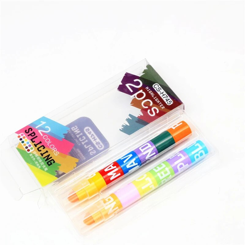 12 krāsu jautri radošs izgaismotājs Uzsvēruma marķieris Krāsu pildspalva Bērnu zīmēšanas mākslas vienkrāsaina krāsa