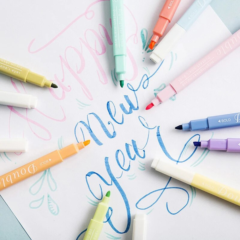 Esteetilised armsad esiletõstjad, piiblivalgustid Pastelsed esiletõstjad, erinevate värvide esiletõstjad koolitarvete ja kontori jaoks