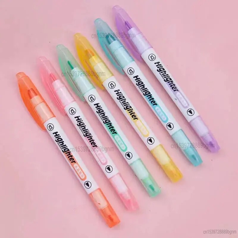 6 Χρώμα Διπλή κεφαλή 1 χιλιοστά 4 χιλιοστά στυλό επισήμανσης Ορατό διαφανές παράθυρο Πλάγια μύτη Art Marker Γραφείο Σχολικό Σχέδιο Γραφική ύλη