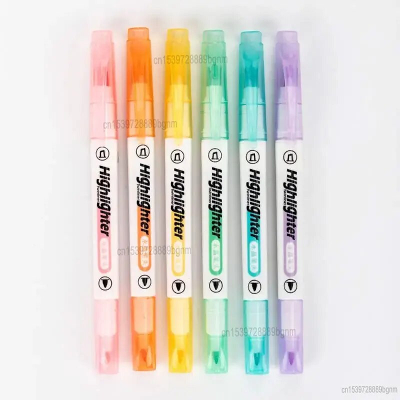 6 Χρώμα Διπλή κεφαλή 1 χιλιοστά 4 χιλιοστά στυλό επισήμανσης Ορατό διαφανές παράθυρο Πλάγια μύτη Art Marker Γραφείο Σχολικό Σχέδιο Γραφική ύλη
