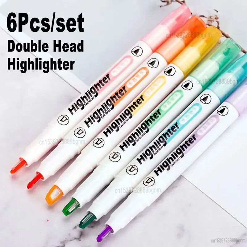 6 Χρώμα Διπλή κεφαλή 1 χιλιοστά 4 χιλιοστά στυλό επισήμανσης Ορατό διαφανές παράθυρο Πλάγια μύτη Art Marker Γραφείο Σχολικό Σχέδιο Γραφική ύλη
