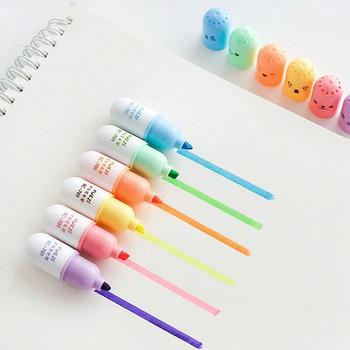 6 τεμ/παρτίδα Κάψουλες Highlighter Vitamin Pill Marker Color Pens Highlighters Kawaii Stationery Σχολικά προμήθειες