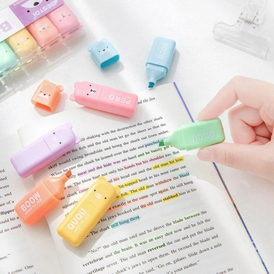 4/5/6PCS Macaron Color Mini Soft Tip Highlighter Pens Цветни големи обемни маркери Pen Journal Флуоресцентна писалка Студентски канцеларски материали