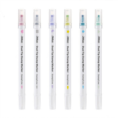 MOHAMM 6 gab. Marķieru komplekts ar dubultu uzgaļu marķieru komplekts, kas paredzēts Scrapbooking DIY Mark Glezniecība Zīmējums Krāsošana Žurnālu rakstīšana Māksla