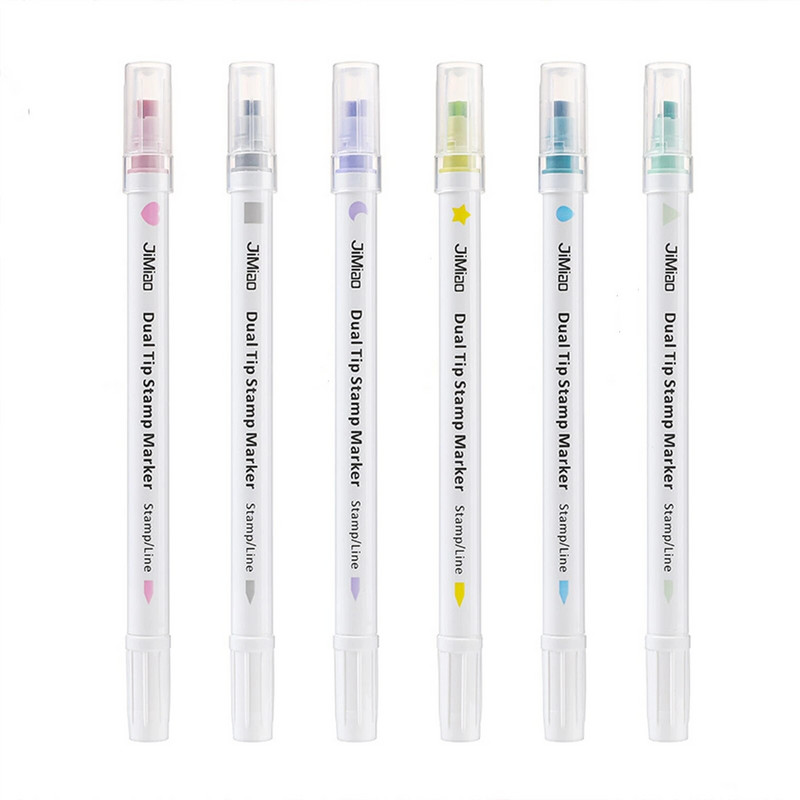 MOHAMM 6 gab. Marķieru komplekts ar dubultu uzgaļu marķieru komplekts, kas paredzēts Scrapbooking DIY Mark Glezniecība Zīmējums Krāsošana Žurnālu rakstīšana Māksla